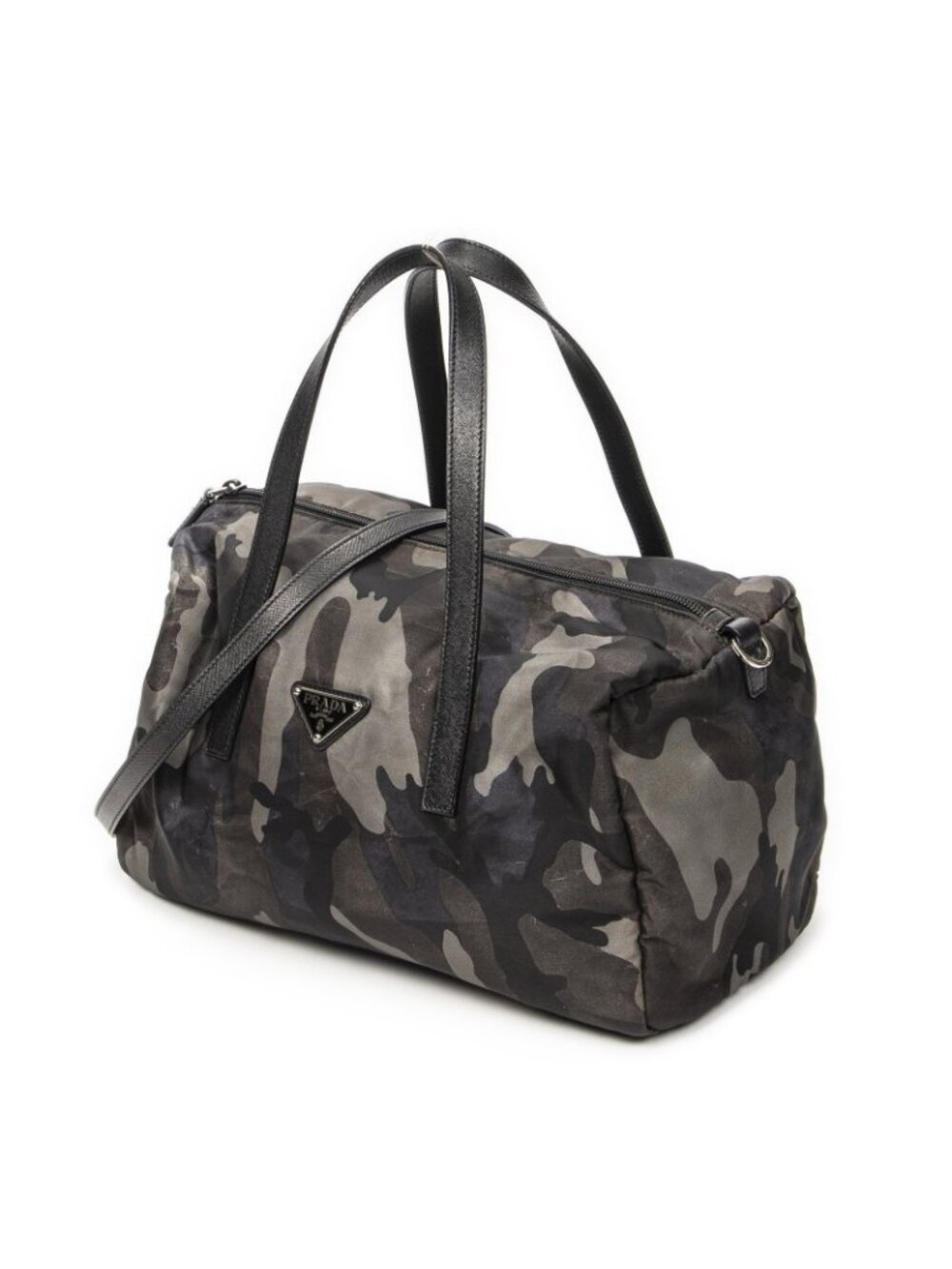 Prada Convertible Camouflage Boston Bag Green Black Nylon - Picture 2 of 10